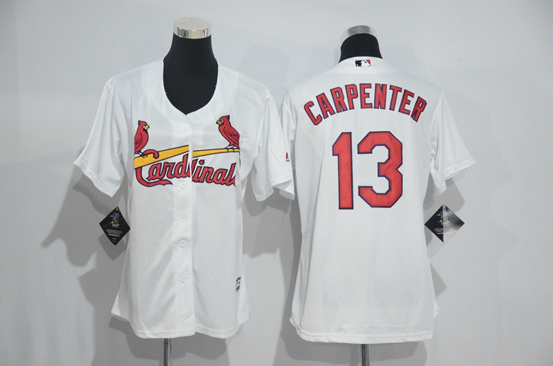 Womens 2017 MLB St. Louis Cardinals #13 Carpenter White Jerseys